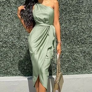 Green One Shoulder Dress